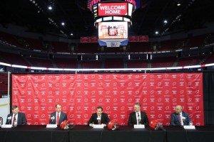 photo of the introduction of the New Coaches at the Kohl Center